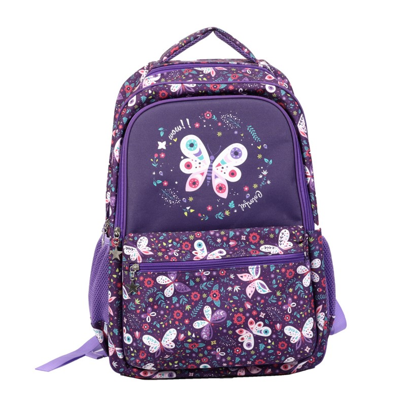 Bolsa escolar de ombro em poliéster borboleta Bolsa escolar de ombro em poliéster borboleta