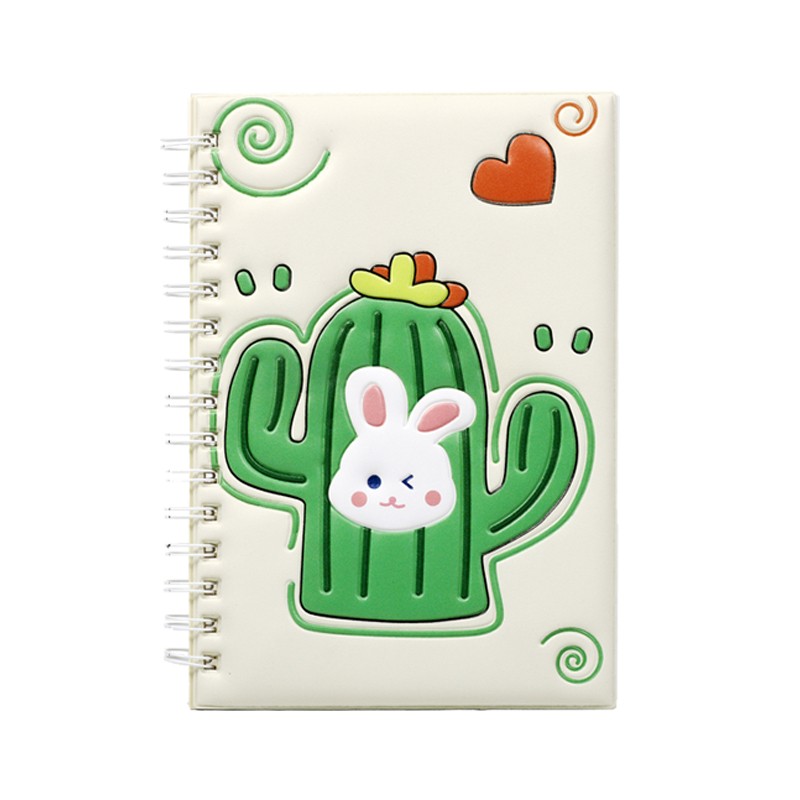 Caderno espiral prensado em 3D fofo de desenho animado